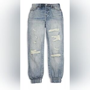 BLANK NYC, Girls' Yes Please Printed Jogger Pants, Faux Distressed Blue, Size XL